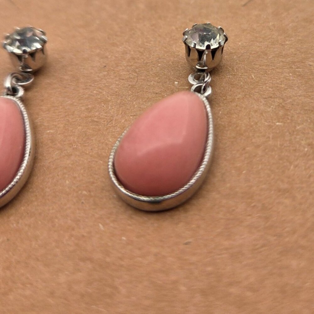 ✨ Vintage 2-in-1 Convertible Coral & Crystal Earrings - Picture 8 of 9
